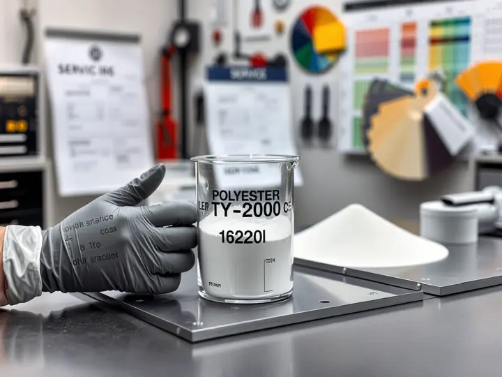 TY-8200树脂粉末样品与涂装样板对比